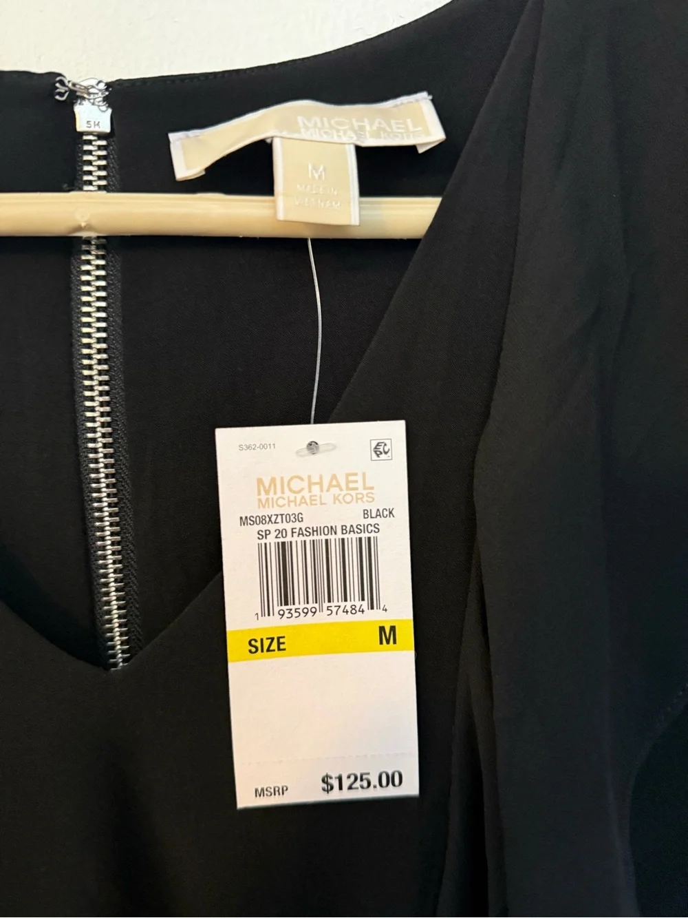 Michael Kors Black Ruffle V-Neck Midi Dress with Flutter Sleeves